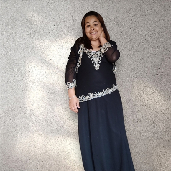 J KARA NEW YORK Black Dress with Gold Accents Women's Size 14 With Jacket NWOT - Picture 4 of 16